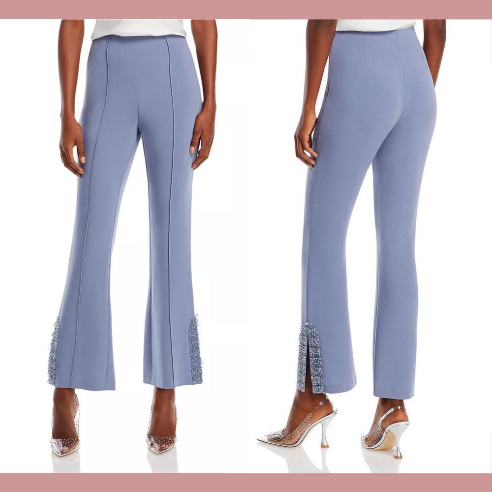NWT $465 Cinq a Sept [ 6 ] Cinq a Sept Kayden Embellished Dress Pants Slate 6305